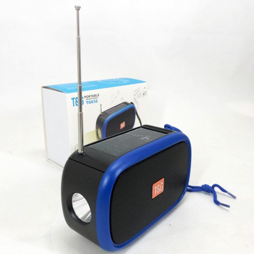 Bluetooth-колонка TG632 з радіо, ліхтарем, сонячною батареєю та гучномовцем. Колір: синій