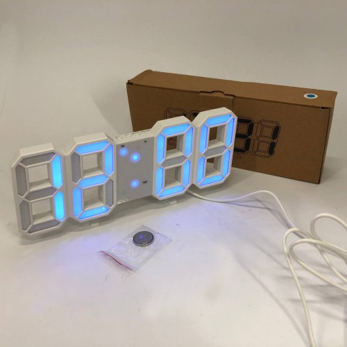 Годинник настільний LY-1089 з білим підсвічуванням LED синій, Годинник настільний професійний електронний
