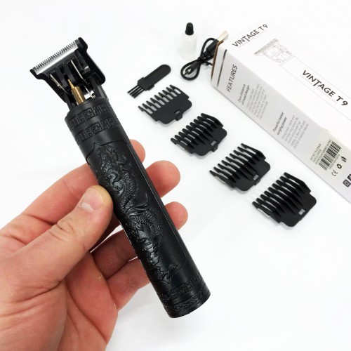 Машинка для стрижки волосся Vintage T9-2 BLACK 4 насадки