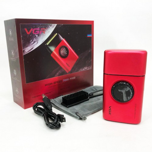 Електробритва VGR V-377 RED шейвер, Електрична акумуляторна бритва для гоління, шейвер чоловічий