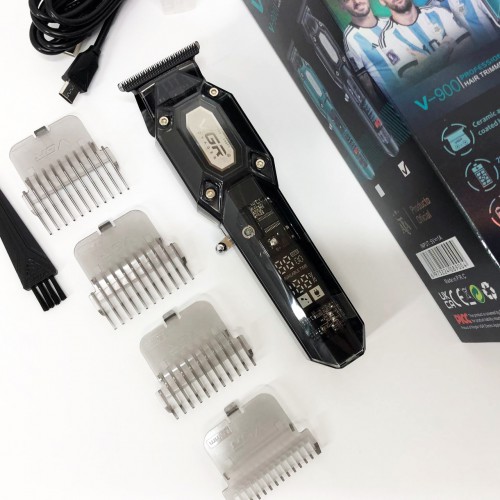 Акумуляторна машинка для стрижки VGR V-900 з дисплеєм бездротова для стрижки волосся. Колір: чорний