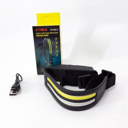 LED Ліхтар налобний BL-W689-LM+2COB (white+red) датчик руху, Ліхтарик на голову із зарядкою