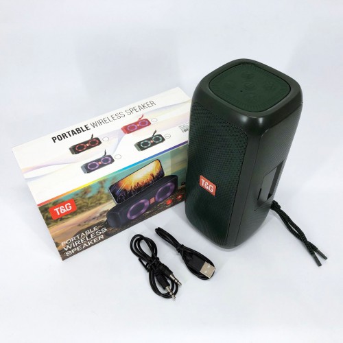 Портативна колонка TG333 2x5W з підсвічуванням RGB, акумуляторна колонка для музики. Колір: зелений