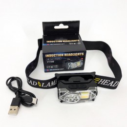 Ліхтар налобний YY-19B-3SMD+2COB(white+yellow+red), Налобний ліхтарик із usb зарядкою
