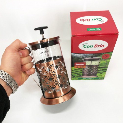 Френч-прес Заварник для чаю Con Brio CB-5180 800мл, Скляний чайник для чаю чайники