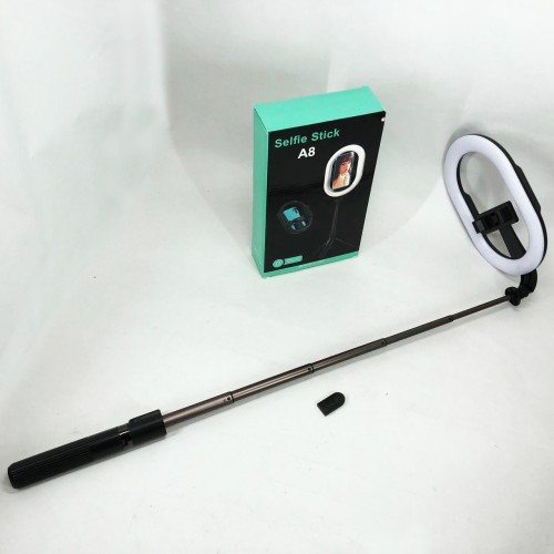 Монопод-штатив для селфі з кільцевою LED лампою Selfie Stick A8 телескопічний з пультом та Bluetooth