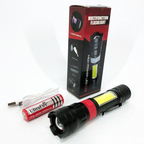 Ліхтар ручний акумуляторний PL-826-P70-COB(white+red), Портативний точковий ліхтар, Похідний ліхтарик
