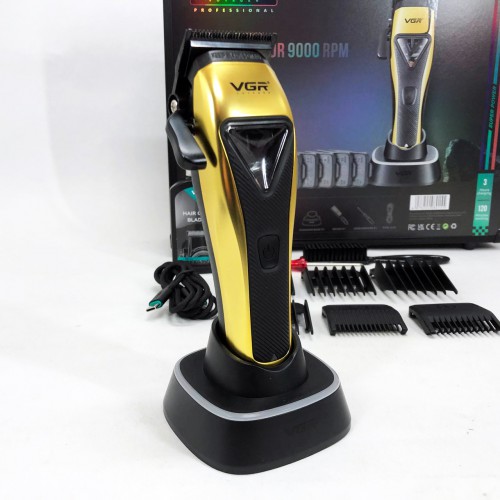 Машинка для стрижки VGR V-015 акумуляторна бездротова професійна 6 насадок