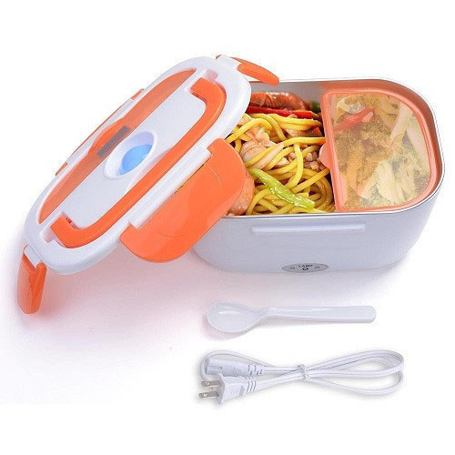Ланч бокс електричний із підігрівом Lunch Heater 220V Pro, контейнер для їжі з відсіками. Колір: помаранчевий