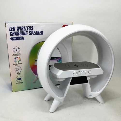 LED Лампа нічник з бездротовою зарядкою та Bluetooth динаміком G-Lite XM-X63, Годинник хамелеон з будильник