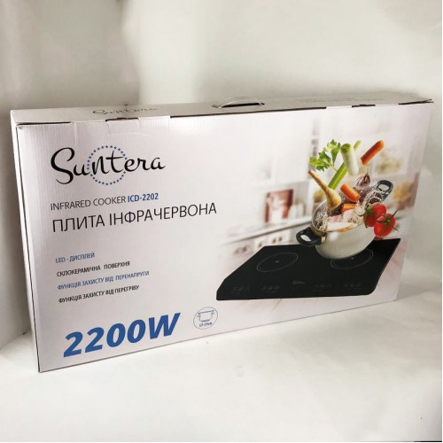 Електроплита велика індукційна на 2 конфорки Suntera ICD-2202 2200 Вт, Електроплита настільна від мережі