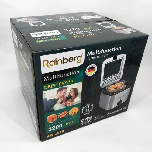 Фритюрниця для дому Rainberg RB-2219 з терморегулятором та знімною чашею електрофритюрниця міні фритюрниця