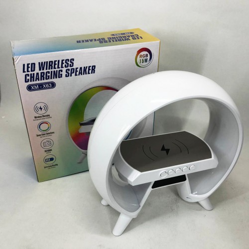 LED Лампа нічник з бездротовою зарядкою та Bluetooth динаміком G-Lite XM-X63, Годинник хамелеон з будильник