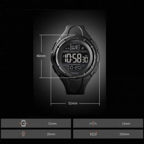 Годинник наручний чоловічий SKMEI 1656BK BLACK, водостійкий тактичний годинник. Колір: чорний