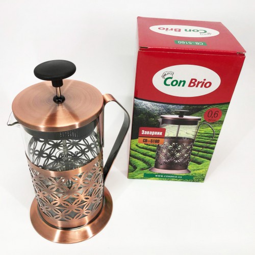 Френч-прес Заварник для чаю Con Brio CB-5180 800мл, Скляний чайник для чаю чайники