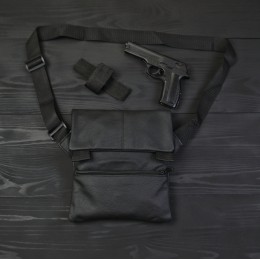 Набір 2В1. Шкіряна сумка з кобурою + ліхтарик професійний POLICE BL-X71-P50