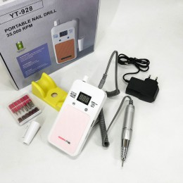 Портативний фрезер для нігтів Nail Drill YT-928 акумуляторний з індикатором заряду на 35 000 оборотів. Колір: білий