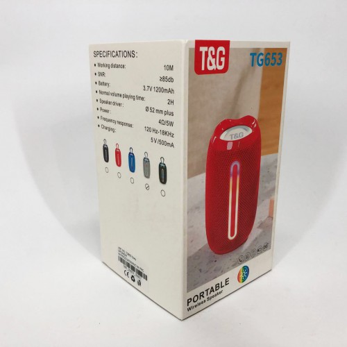 Портативна Bluetooth-колонка TG653 USB з ремінцем, гучна колонка для вечірки. Колір: сірий