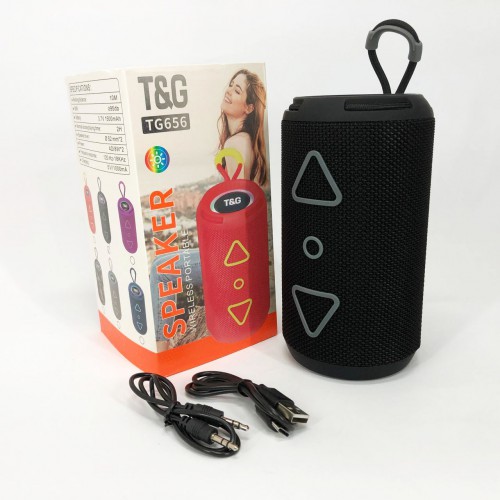 Bluetooth колонка портативна TG656 FM-радіо, акумуляторна колонка для музики. Колір: чорний