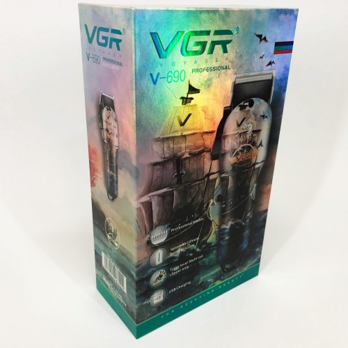 Акумуляторна машинка для стрижки VGR V-690 від USB Нержавіюча сталь, підстригальна машинка