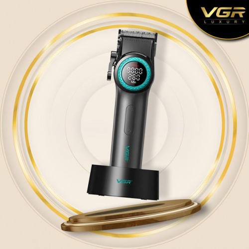 Професійна машинка для стрижки волосся VGR V-001 з дисплеєм 9000 об/хв та 10 насадками (1,5-24 мм)