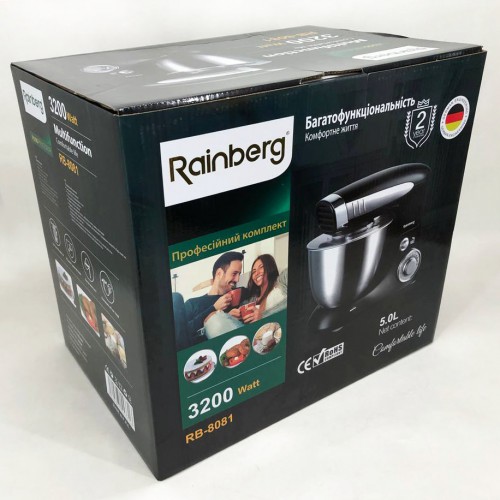 Тістоміс міксер Rainberg RB-8081 планетарний кухонний комбайн 3200 Вт, кухонний комбайн