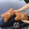 Набір подушок 2шт для автомобіля Volkswagen, з натуральної коричневої шкіри. Подушки на підголовник