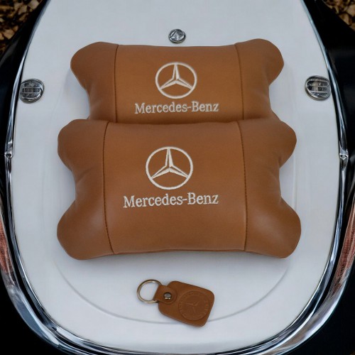 Комплект 2шт для підголівника Mercedes-Benz, виготовлених з натуральної коричневої шкіри. Комфорт в авто