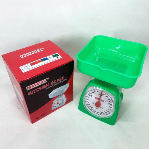 Ваги кухонні механічні MATARIX MX-405 5 кг, ваги для зважування продуктів. Колір: зелений