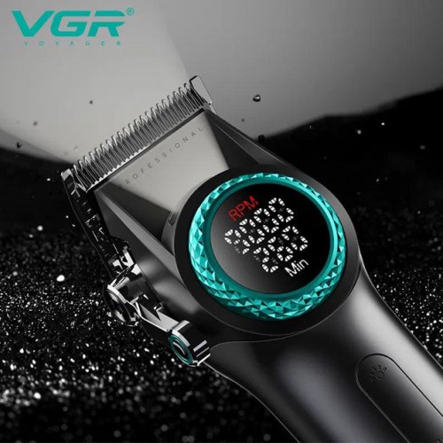 Професійна машинка для стрижки волосся VGR V-001 з дисплеєм 9000 об/хв та 10 насадками (1,5-24 мм)
