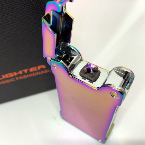Дугова електроімпульсна запальничка із USB-зарядкою ліхтариком LIGHTER HL-437. Колір: хамелеон