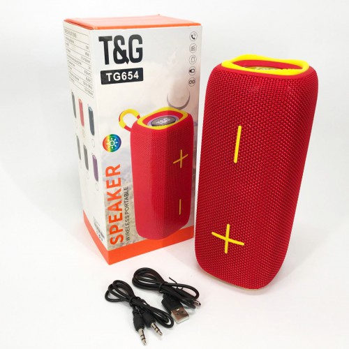 Портативна Bluetooth колонка TG654 8W з підсвічуванням, блютуз колонка для вулиці. Колір: червоний