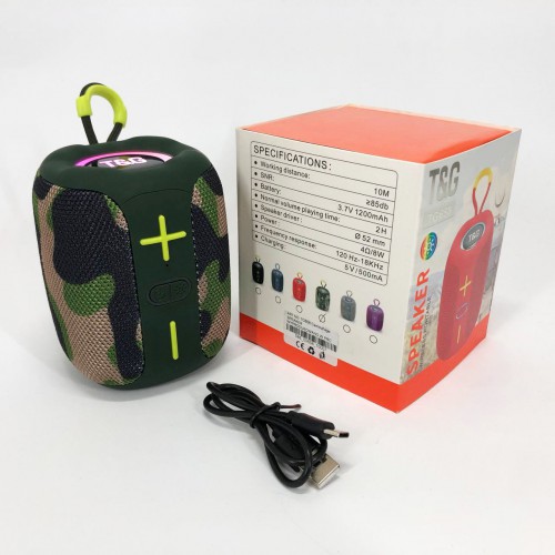 Портативна Bluetooth колонка TG658 8W з RGB підсвічуванням, Гучна блютуз колонка. Колір: камуфляж