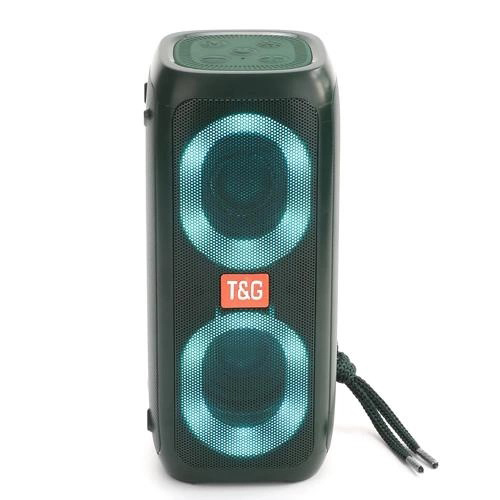 Портативна колонка TG333 2x5W з підсвічуванням RGB, акумуляторна колонка для музики. Колір: зелений