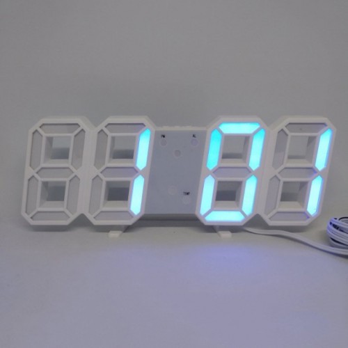 Годинник настільний LY-1089 з білим підсвічуванням LED синій, Годинник настільний професійний електронний
