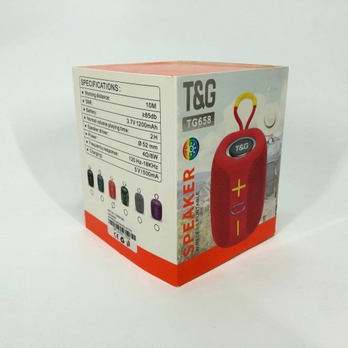 Портативна Bluetooth колонка TG658 8W з RGB підсвічуванням, колонка для вечірки. Колір: червоний