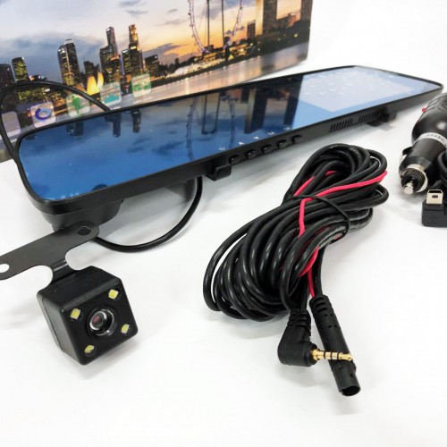 Автомобільний відеореєстратор-дзеркало L-9003 4,3" TOUCH SCREEN 2 камери 1080P Full HD