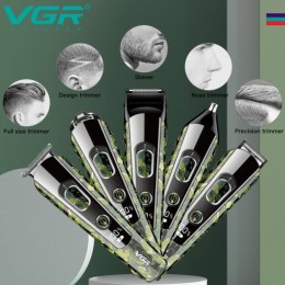 Машинка для стрижки волосся, носа, бороди, бритва VGR V-102 5в1 бездротовий триммер з дисплеєм