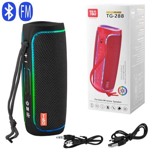 Портативна колонка Bluetooth з LED підсвічуванням TG288, акумуляторна колонка для музики. Колір: чорний