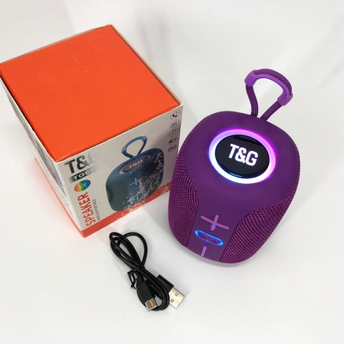Портативна Bluetooth колонка TG658 8W з RGB підсвічуванням бездротова портативна потужна. Колір: фіолетовий