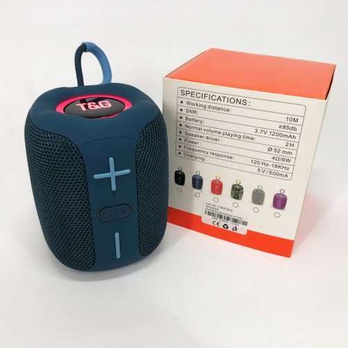 Портативна Bluetooth колонка TG658 8W з RGB підсвічуванням, акумуляторна переносна колонка. Колір: синій