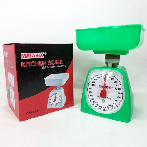 Ваги кухонні механічні MATARIX MX-405 5 кг, ваги для зважування продуктів. Колір: зелений
