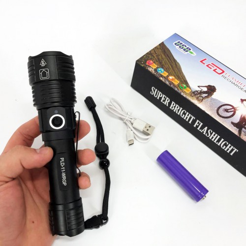 Ліхтар ручний акумуляторний PLD-11-4XPE(RGB), Кишеньковий ліхтар із usb зарядкою, Тактичний ліхтар police