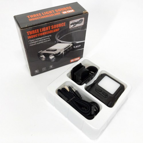 Ліхтар налобний SH-T808-2XPE-20SMD-white/red з датчиком руху, потужний налобний ліхтар для риболовлі