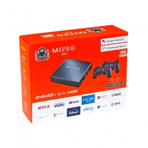 Ігрова телевізійна приставка AndroidTV+Game Box M8PRO Mini + 2 джойстика, Ігрова приставка з підключенням до ТБ