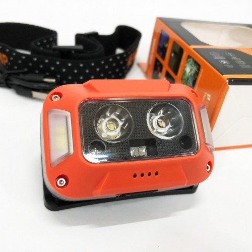 Ліхтар налобний WH-0218-XPG(white+yellow)+SMD(red), Налобний ліхтар для туризму риболовлі та полювання