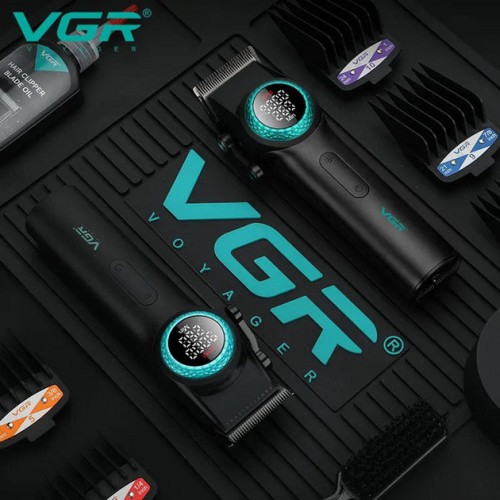 Професійна машинка для стрижки волосся VGR V-001 з дисплеєм 9000 об/хв та 10 насадками (1,5-24 мм)
