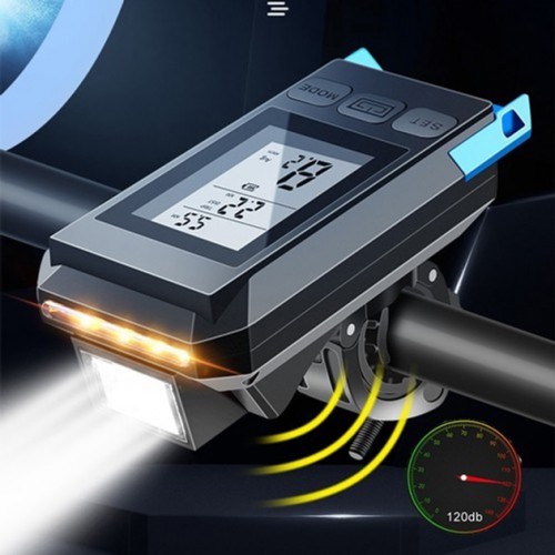 Велофара з комп'ютером та сигналом MT-088-T6, 450Lum, 18650 (2200mAh), кнопка, Освітлення для велосипеда
