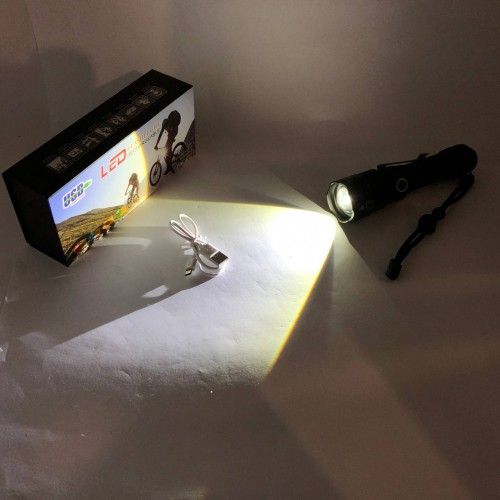 Ліхтар ручний акумуляторний PLD-11-4XPE(RGB), Кишеньковий ліхтар із usb зарядкою, Тактичний ліхтар police