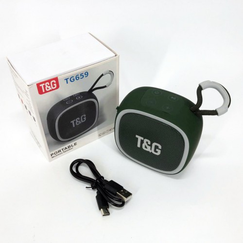 Портативна Bluetooth-колонка TG659 з ремінцем, Бездротова колонка портативна потужна. Колір: зелений